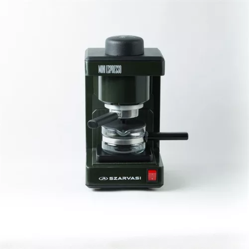 Szarvasi SZV-612/3 Mini presszókávéfőző, olajzöld, 800W,  2 / 6 személyes kivitel, üveg kiöntő edény, zárócsavar