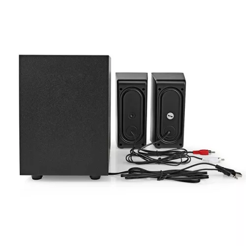 Nedis GSPR10021BK aktív gamer hangszóró 2.1, USB tápellátás, 3,5 mm jack, 30 W, Hangerőszabályozó