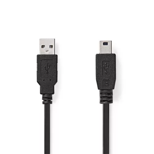 Nedis CCGL60300BK20 USB mini-B 5p (mini USB)kábel, USB 2.0  USB-A dugó  USB mini 5p dugó, 480 Mbps. 2m