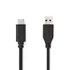Nedis CCGL61650BK10 USB 3.2 Gen 1, USB-A dugó - USB-C (USB C) dugó kábel, 60W, 10 Gbps, 1m
