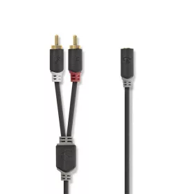   Nedis CABW22255AT02 sztereo audió kábel 2x RCA dugó - 3,5mm sztereo jack aljzat,  Aranyozott,  0,20m
