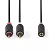 Nedis CABW22255AT02 sztereo audió kábel 2x RCA dugó - 3,5mm sztereo jack aljzat,  Aranyozott,  0,20m