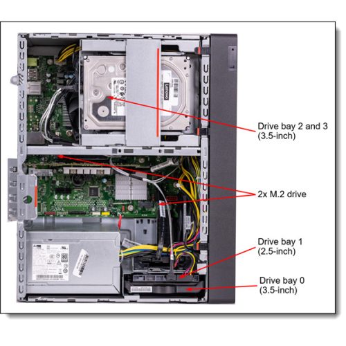 LENOVO torony szerver - ST45 V3 (3.5"), 4C AMD EPYC 4124P 3.8GHz, 1x16GB, 2x480GB RI SSD, Software RAID, 500W.