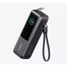   ANKER Powerbank Zolo 25000mAh, 165W, Beépített USB-C kábel behúzható, fekete - A1695H11