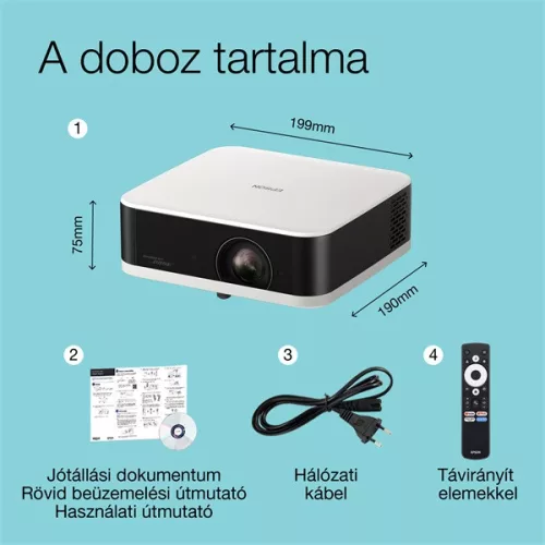 EPSON Projektor - Lifestudio Pop – EF-61W Gyémántfehér (3LCD, 1920x1080, 16:9, 700 AL, 5 000 000:1, HDMI/USB/WiFi)
