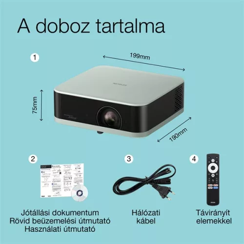 EPSON Projektor - Lifestudio Pop – EF-61G Jégzöld (3LCD, 1920x1080, 16:9, 700 AL, 5 000 000:1, HDMI/USB/WiFi)