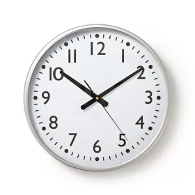   Nedis CLWA016PC38AL falióra, 38 cm átmérő,  1 x AA, ezüst/fehér, quarz technológia, 1,5V