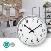 Nedis CLWA016PC38AL falióra, 38 cm átmérő,  1 x AA, ezüst/fehér, quarz technológia, 1,5V