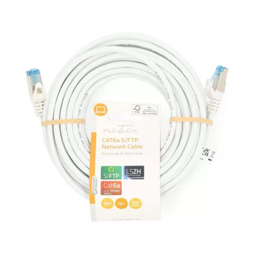Nedis CCGL85330WT100 S/FTP Cat6 patch kábel, RJ45, 10/100/1000  és 10 000 Mbps thernet sebességet támogat, LSZH, 10m