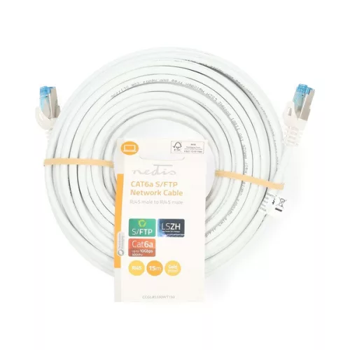 Nedis CCGL85330WT150 S/FTP Cat6 patch kábel, RJ45, 10/100/1000  és 10 000 Mbps thernet sebességet támogat, LSZH, 15m