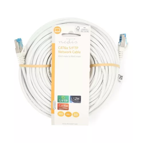 Nedis CCGL85330WT200 S/FTP Cat6 patch kábel, RJ45, 10/100/1000  és 10 000 Mbps thernet sebességet támogat, LSZH, 20m
