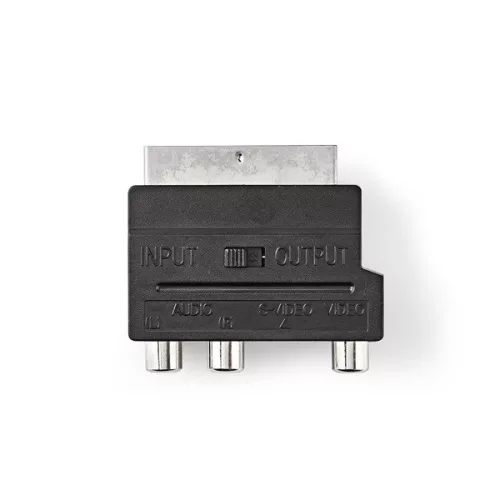 Nedis CVGB31902BK SCART adapter, SCART Férfi | S-Video nő / 3x RCA nő, nikkelezett,  kapcsolható