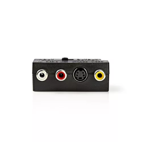 Nedis CVGB31902BK SCART adapter, SCART Férfi | S-Video nő / 3x RCA nő, nikkelezett,  kapcsolható