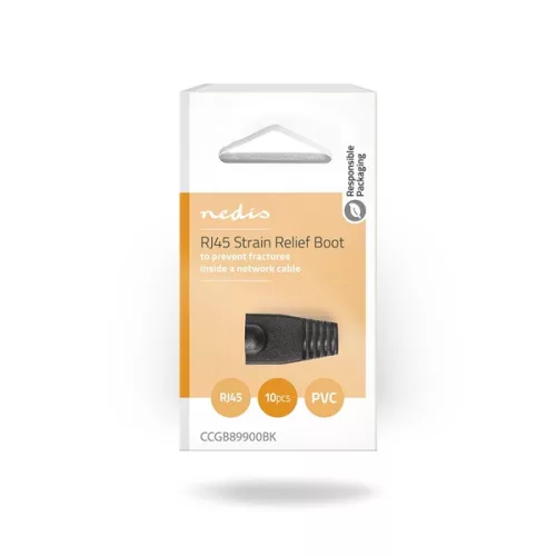 Nedis CCGB89900BK törésgátló UTP RJ45 csatlakozóhoz, fekete, 10db/csomag
