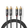 Nedis Profigold CATB24200GY10 sztereó audiokábel, 2x RCA apa | 2x RCA apa | Aranyozott | 1m