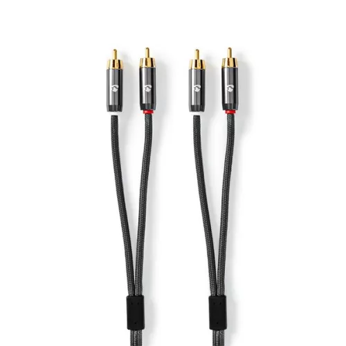 Nedis Profigold CATB24200GY10 sztereó audiokábel, 2x RCA apa | 2x RCA apa | Aranyozott | 1m