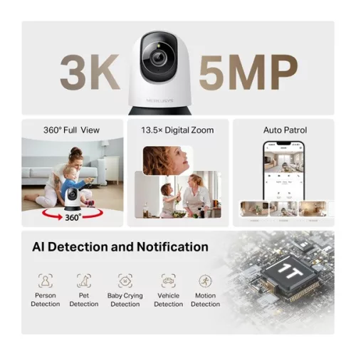 MERCUSYS Wireless Kamera Cloud beltéri éjjellátó AI támogatás, MC230