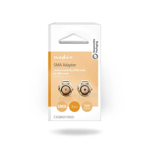 Nedis CSGB02110GD SMA Dugasz Fordított Polaritású | SMA Dugasz | Aranyozott | 50 Ohm | Egyenes | Réz | Arany | 2 db