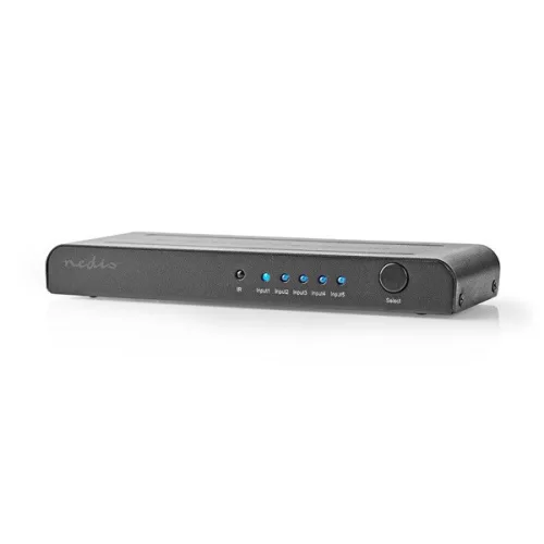 Nedis VSWI3475AT HDMI kapcsoló, 5x HDMI bemenet | 1x HDMI kimenet, 4K@60Hz | 18 Gbps | Távirányítós