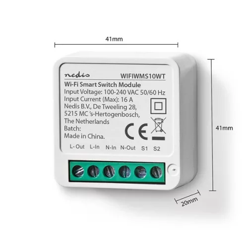 Nedis WIFIWMS10WT WIFI beépített kapcsoló modul, 3680 W, alkalmazás elérhető: Android™ / IOS