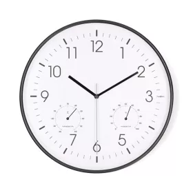   Nedis CLWA4226BK falióra, 30 cm átmérő,  műanyag, csendes szerkezet: óra, hőmérő, páratartamom mérő