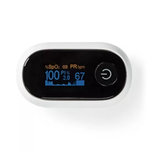 Nedis BTHOX10WT Bluetooth® okos pulzoximéter, vér oxigénszint (SpO2), pulzusszám (PR), perfúziós indexet (PI)