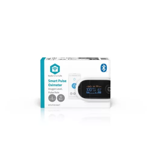 Nedis BTHOX10WT Bluetooth® okos pulzoximéter, vér oxigénszint (SpO2), pulzusszám (PR), perfúziós indexet (PI)