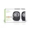 Nedis CSPR10020BK PC hangszóró 2.0, 12 W, 3,5mm sztereo jack, USB-ről táplált, hangerőszabályzó