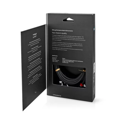 Nedis Profigold CATB24200GY20 sztereó audiokábel, 2x RCA apa | 2x RCA apa | Aranyozott | 2m