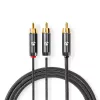 Nedis Profigold CATB24000GY30 mélynyomó kábel, 2x RCA apa - 1x RCA apa, aranyozott, 3m