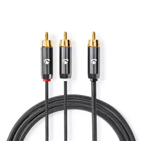   Nedis Profigold CATB24000GY30 mélynyomó kábel, 2x RCA apa - 1x RCA apa, aranyozott, 3m