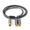 Nedis Profigold CATB24000GY30 mélynyomó kábel, 2x RCA apa - 1x RCA apa, aranyozott, 3m