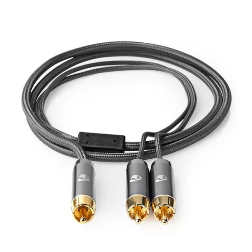 Nedis Profigold CATB24000GY30 mélynyomó kábel, 2x RCA apa - 1x RCA apa, aranyozott, 3m