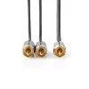 Nedis Profigold CATB24000GY30 mélynyomó kábel, 2x RCA apa - 1x RCA apa, aranyozott, 3m