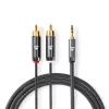 Nedis Profigold CATB22200GY10 sztereo audió kábel 3,5mm sztereo jack - 2x RCA,  Aranyozott,  1 m
