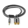 Nedis Profigold CATB22200GY10 sztereo audió kábel 3,5mm sztereo jack - 2x RCA,  Aranyozott,  1 m