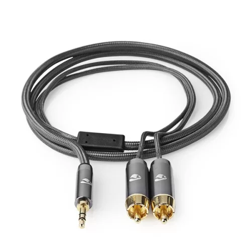 Nedis Profigold CATB22200GY10 sztereo audió kábel 3,5mm sztereo jack - 2x RCA,  Aranyozott,  1 m
