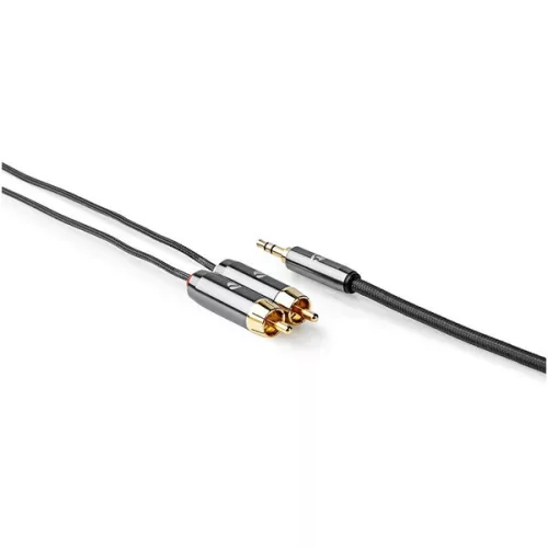 Nedis Profigold CATB22200GY10 sztereo audió kábel 3,5mm sztereo jack - 2x RCA,  Aranyozott,  1 m