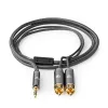 Nedis Profigold CATB22200GY20 sztereo audió kábel 3,5mm sztereo jack - 2x RCA,  Aranyozott,  2 m