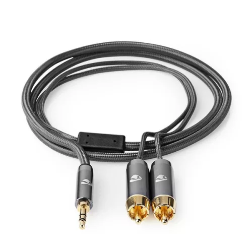 Nedis Profigold CATB22200GY20 sztereo audió kábel 3,5mm sztereo jack - 2x RCA,  Aranyozott,  2 m