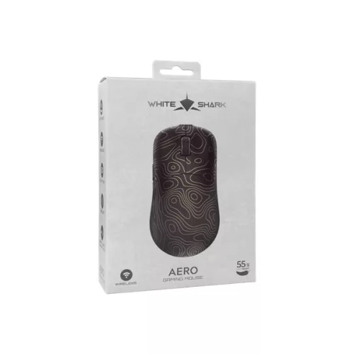WHITE SHARK WGM-5015G AERO-G 6D/10000 dpi, vezeték nélküli gamer egér, fekete/arany