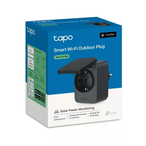 TP-LINK Okos Dugalj Wi-Fi-s Mini, Fogyasztás mérővel IP54 kültéri, TAPO P410M