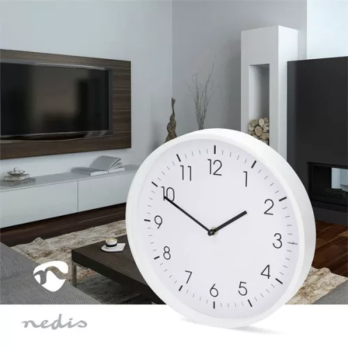 Nedis CLWA1226WT falióra, 30 cm átmérő,  csendes szerkezet, fehér