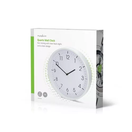 Nedis CLWA1226WT falióra, 30 cm átmérő,  csendes szerkezet, fehér