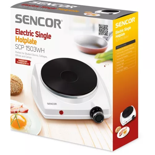 SENCOR SCP 1503WH-EUE4 Elektromos főzőlap, 18cm, 1500W, Fehér