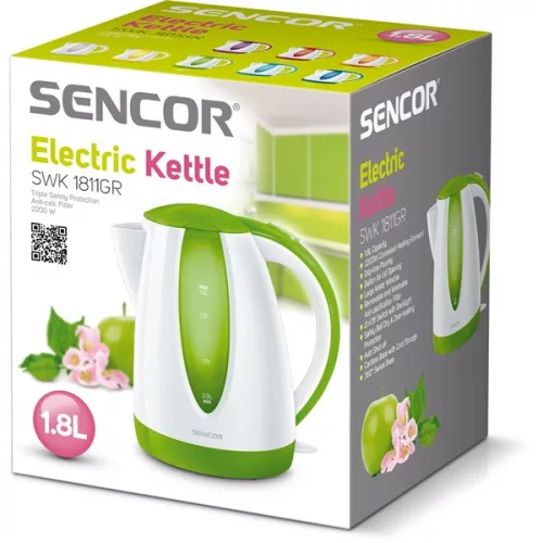 SENCOR SWK 1811GR Vízforraló, 1,8L, 2000W, Fehér/Zöld