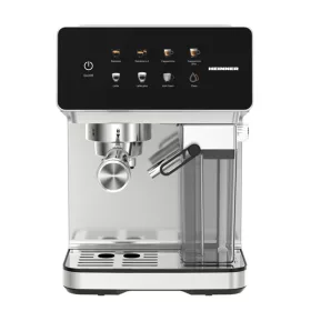   HEINNER HEM-LK20DMLK CreamyBlend Eszpresszó kávéfőző tejtartállyal, 20 bar, víztartály:1.6L, 1350W, Fekete/Inox