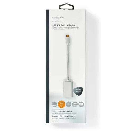 Nedis CCTB64480AL02 USB C (USB-C) - Displayport adapter, aranyozott csatlakozók, USB3.2 Gen 1, 4K@60Hz, 20 cm