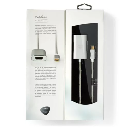 Nedis CCTB64680AL20 USB-C adapter 3.2 Gen 1, aktív tápcsatlakozás, USB C dugó - HDMI aljzat, 4K@60Hz, aranyott,  2 m
