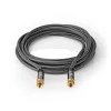 Nedis CSTB41000GY50 F csatlakozós koax kábel, 75 Ohm, 90 dB,  négyszeresen árnyékolt, prémium kivitel, 5m